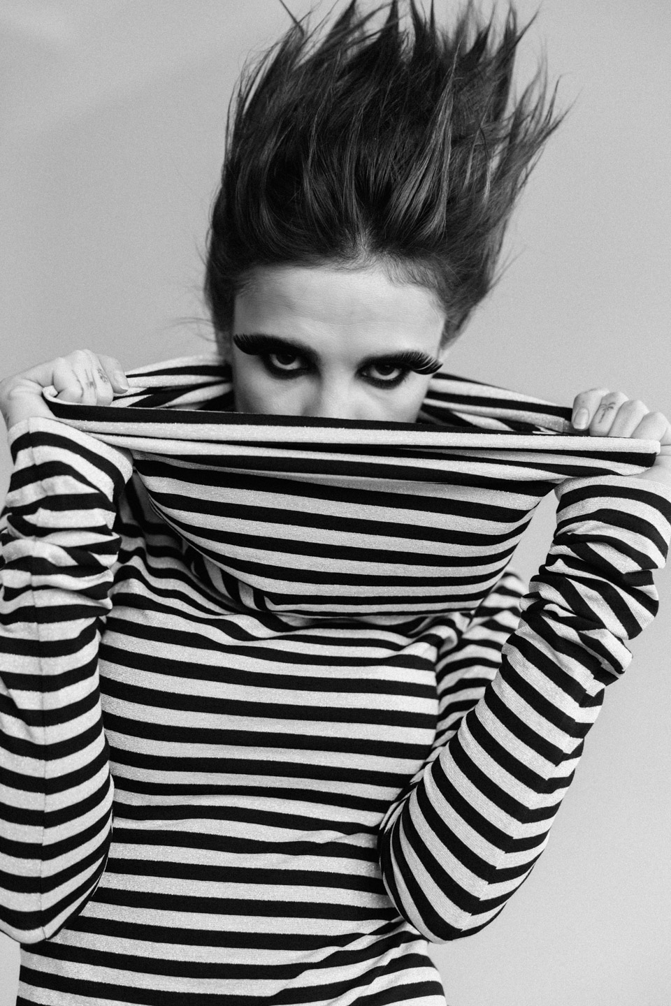 lurex dress with cowl neckline