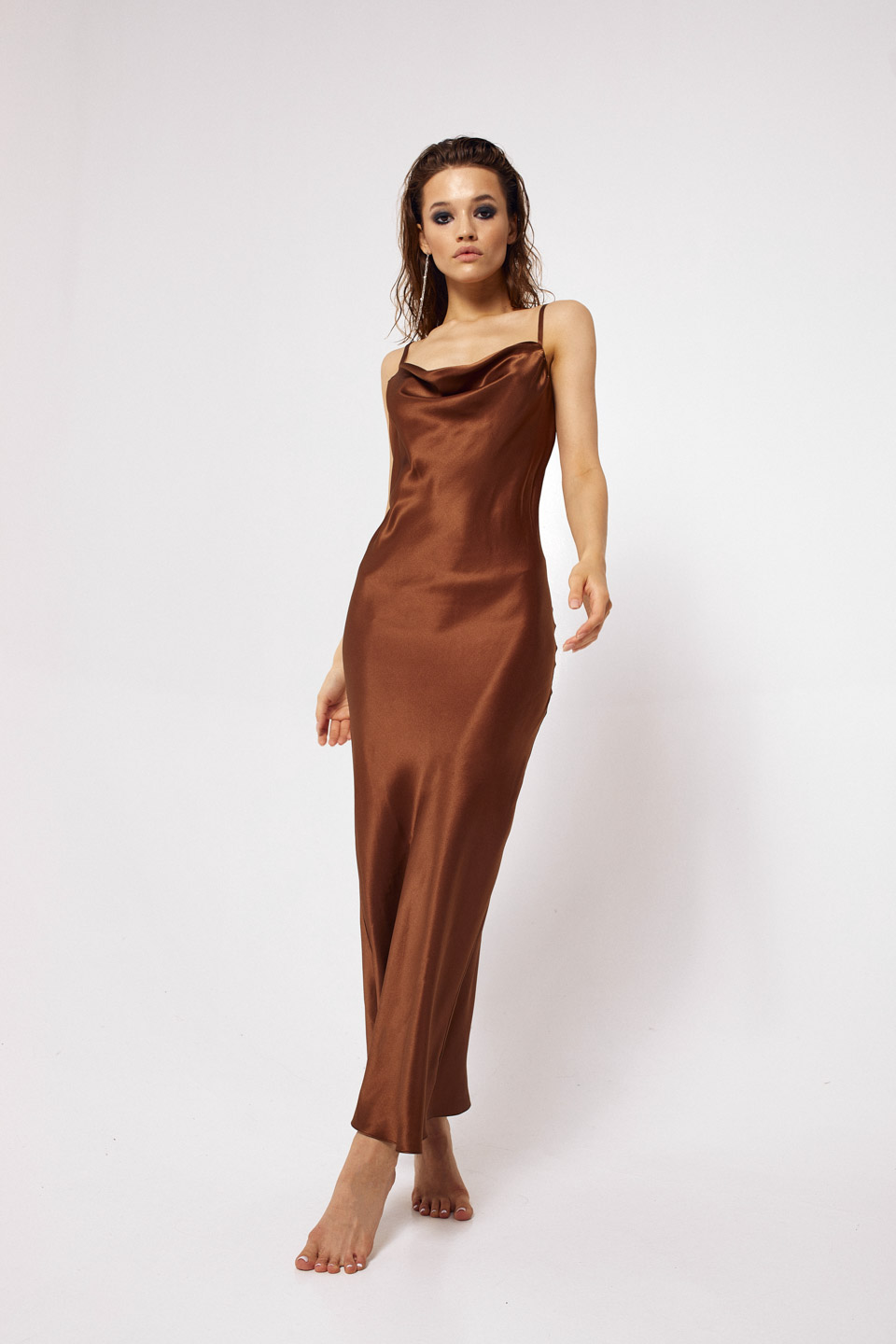 Maxi slip dress chokolade 