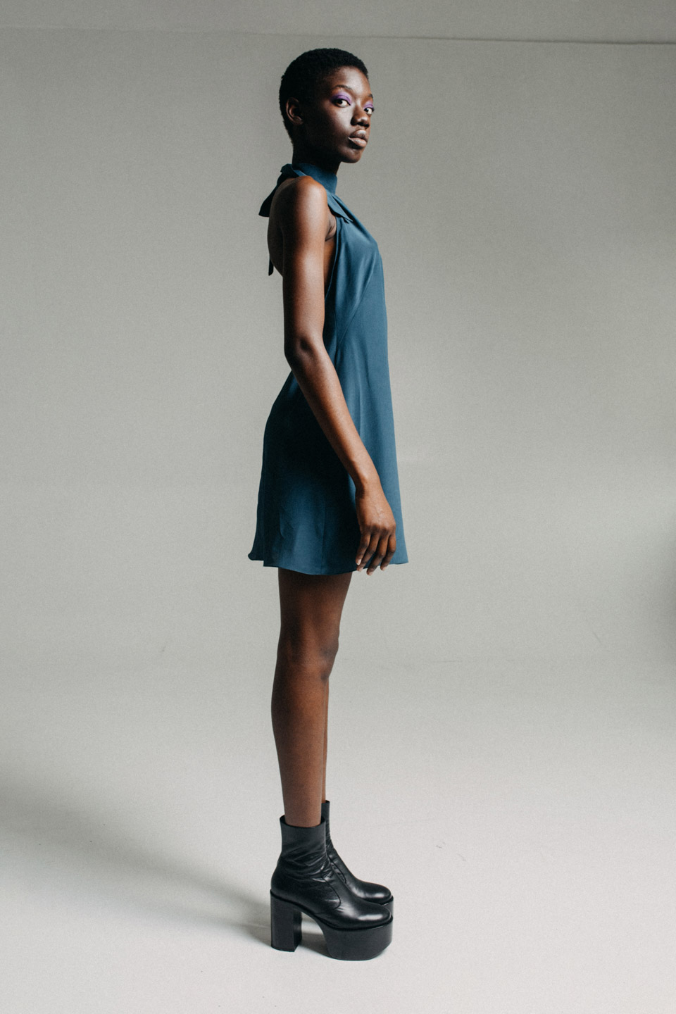 silk open-back dress