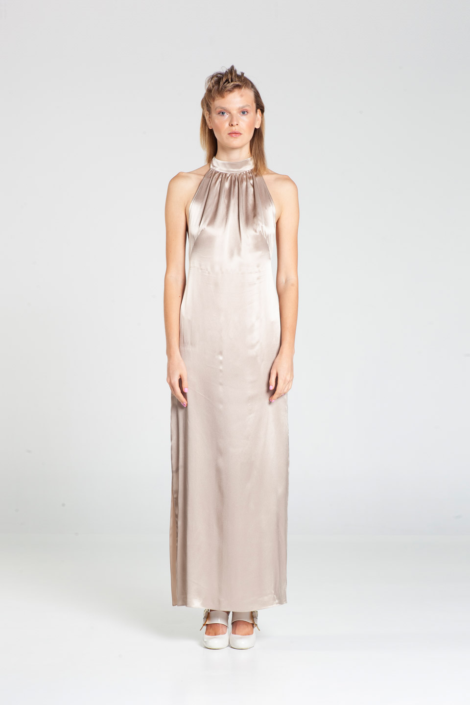 Halterneck silk dress