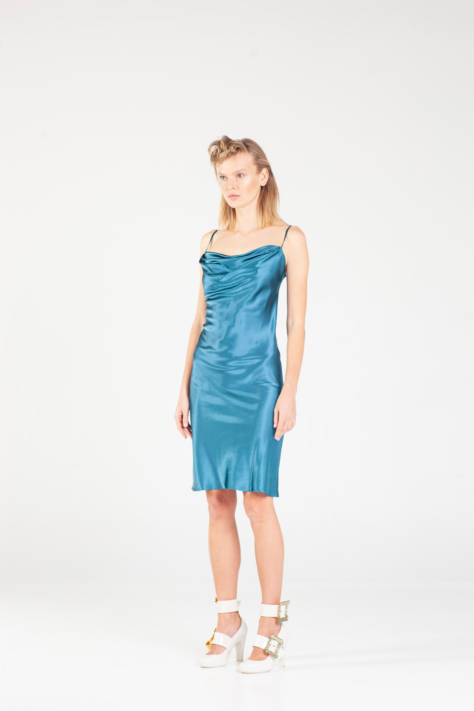 Blue Silk Mini Dress