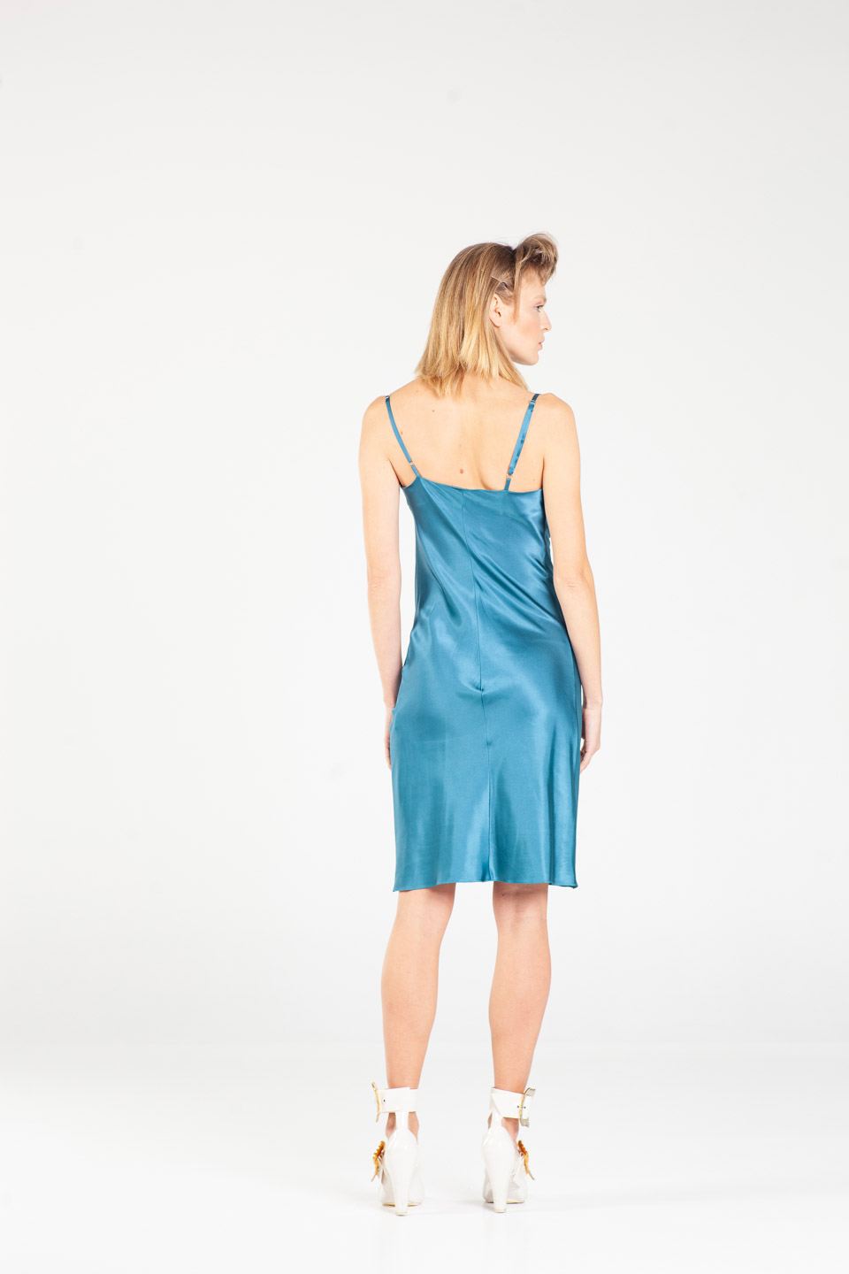 Blue Silk Mini Dress