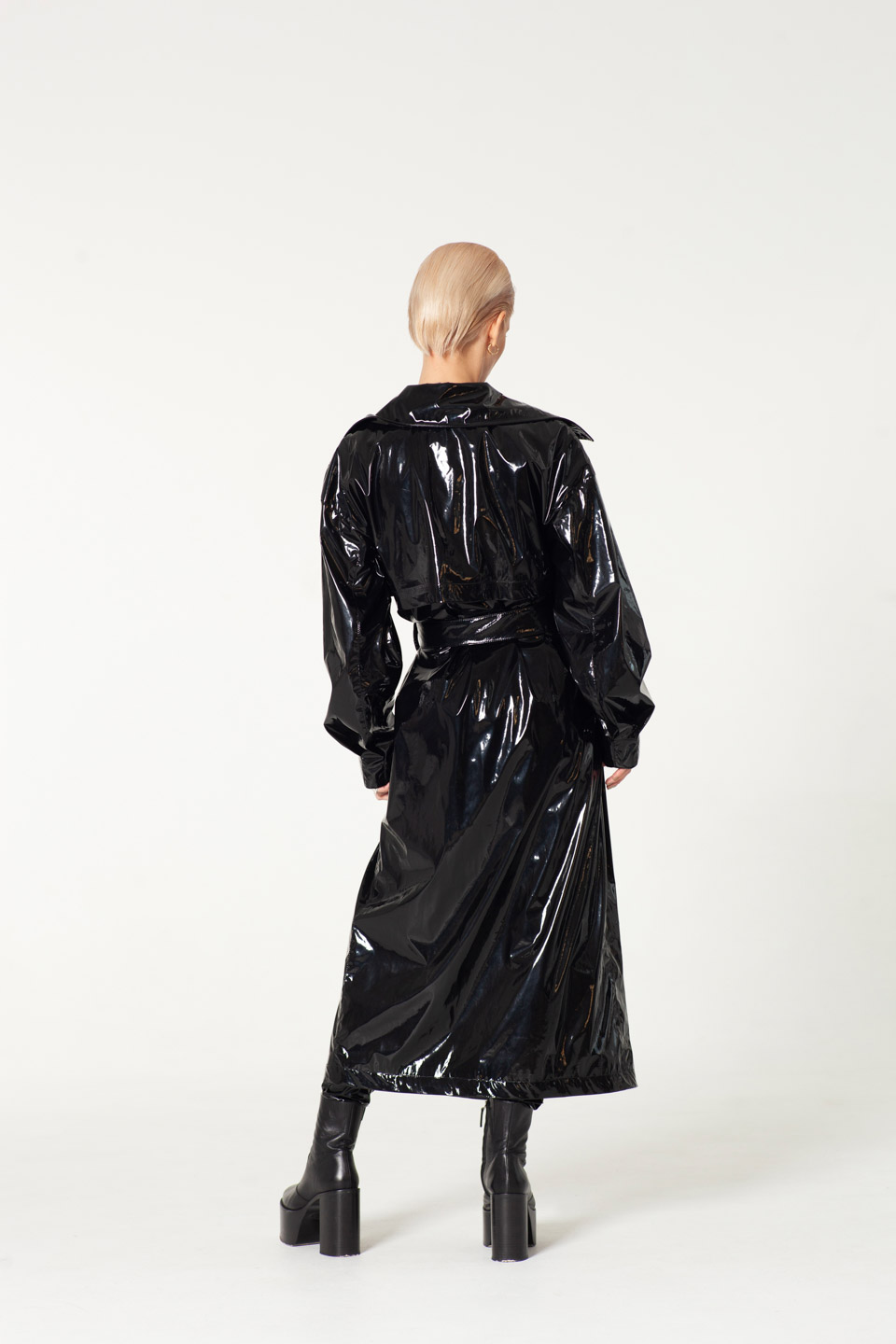 Patent Faux Leather Trench Coat