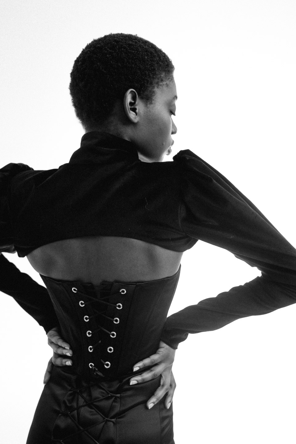 Black sił Corset with lace fastening