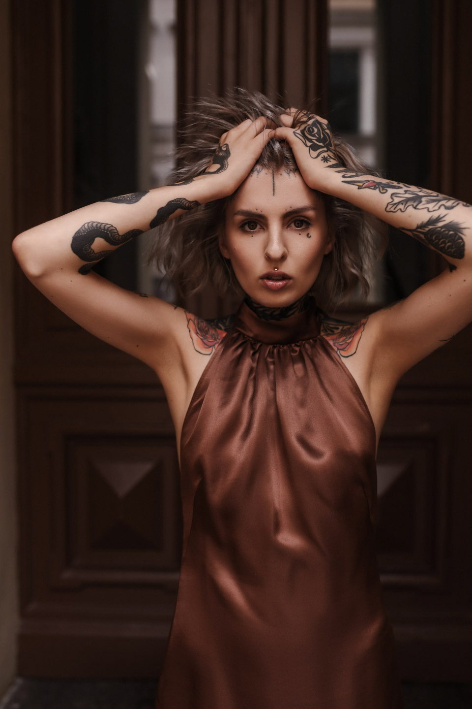 Halter Neck Dress Chocolate