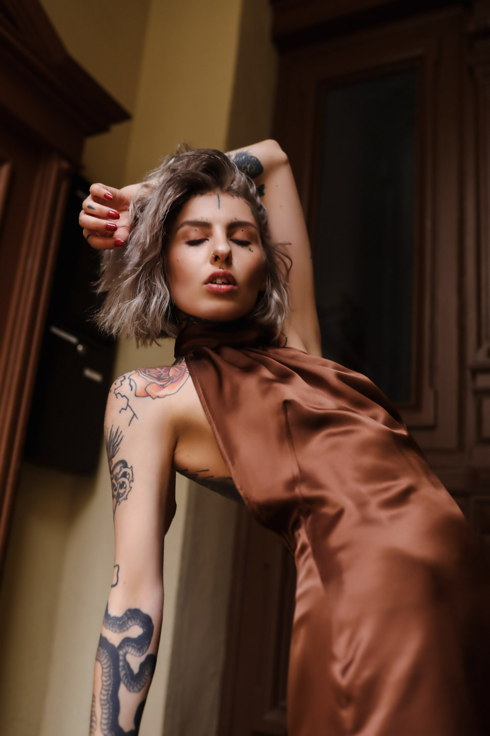 OPen Back Dress Chocolate