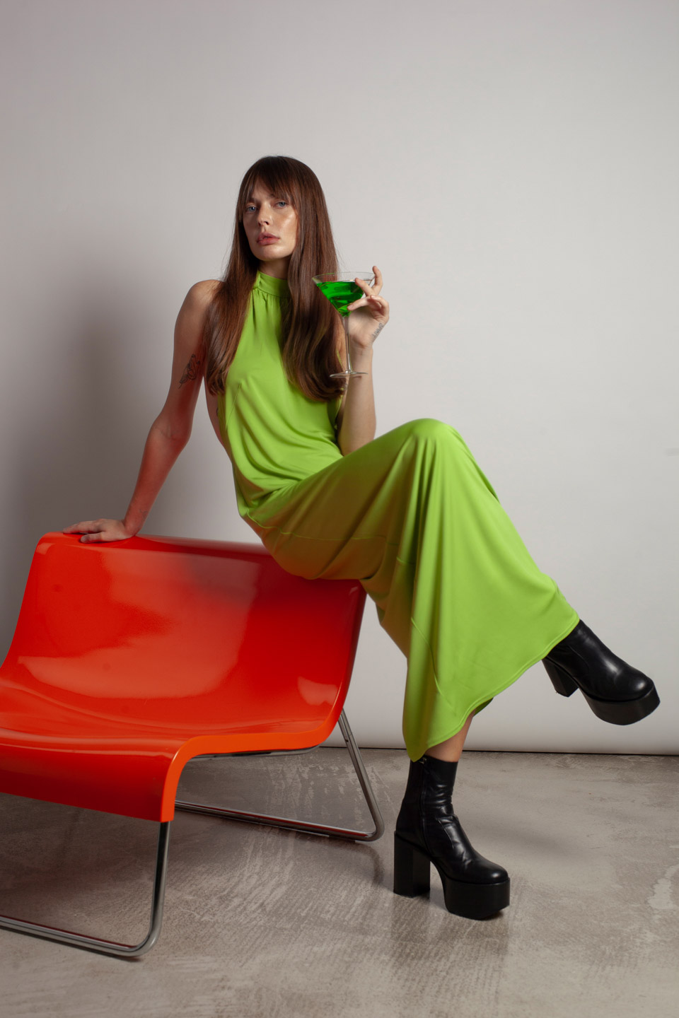 Green backless maxi dress