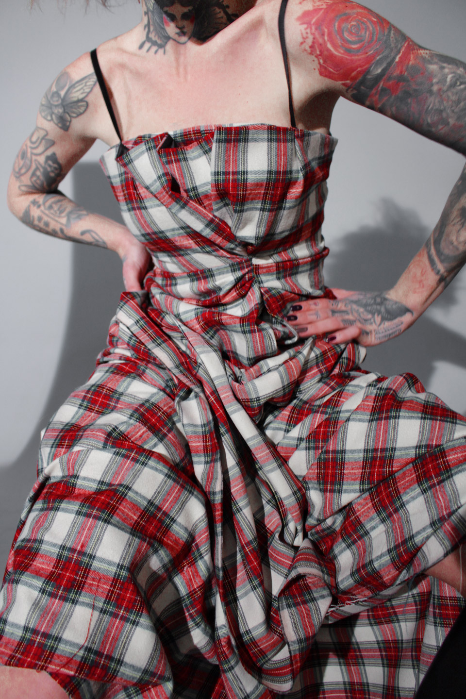 Draped check corset