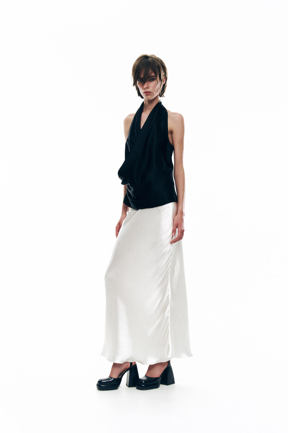 Silk MAXI SKIRT in white