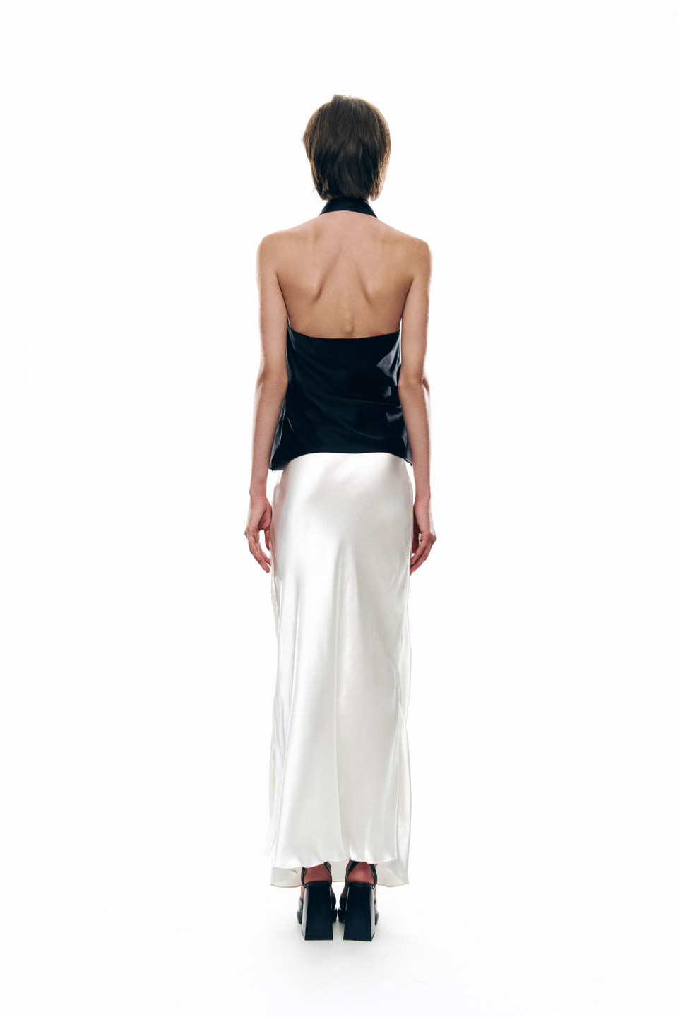 Silk MAXI SKIRT in white