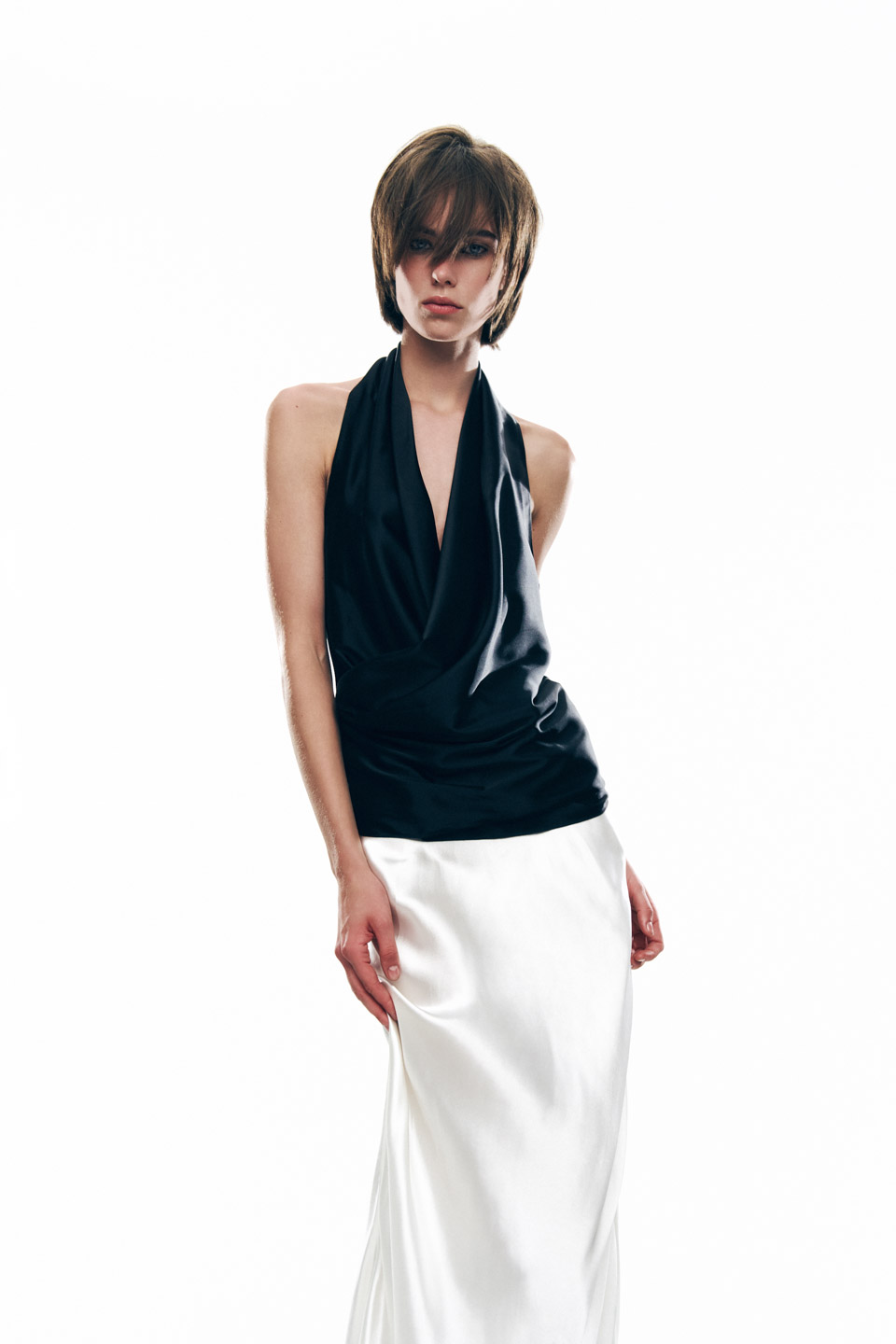 Silk MAXI SKIRT in white