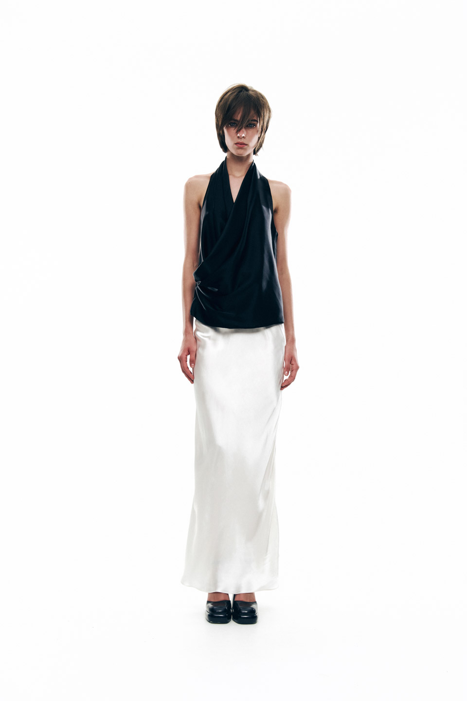 Silk MAXI SKIRT in white