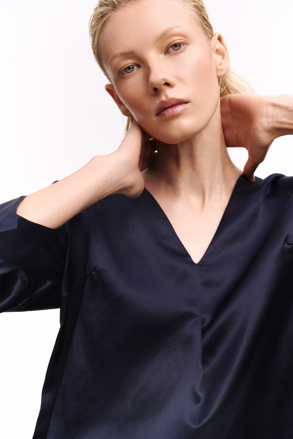 Silk Navy Blue BLOUSE