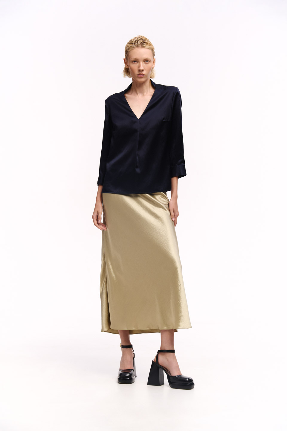 Silk Navy Blue Blouse 