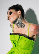 green draped corset