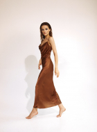 Silk slipdress with massiv cowl 