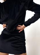 velvet black dress with shoulder pads back 