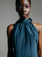 Silk dress with halter neckline