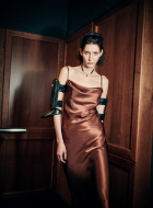 Silk slipdress with massiv cowl 