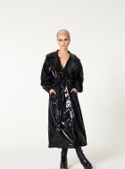 Patent Faux Leather Trench Coat