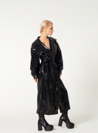 Patent Faux Leather Trench Coat