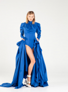 sculpted electric blue bodysuit