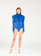 sculpted electric blue bodysuit