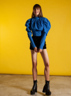 Shorts with draped velvet detail