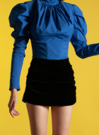 Shorts with draped velvet detail