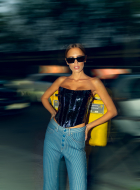 faux patent leather corset