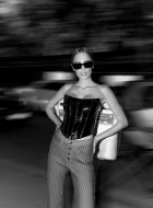 faux patent leather corset