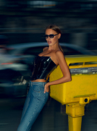 faux patent leather corset