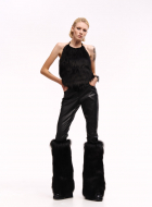 Faux Fur TOP. Self-ties closure