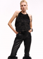 Faux Fur TOP. Self-ties closure